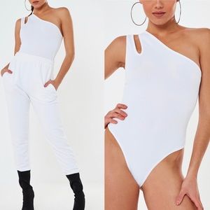 Missguided one shoulder strap ribbed bodysuit